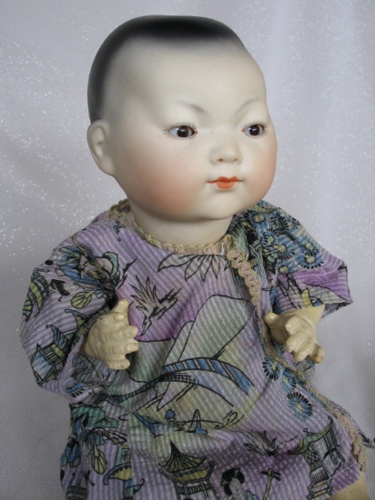 German Armand Marseille Asian 'Ellar' baby. Character bisque 14” (36cm) inc