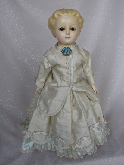 Wax over German Pumpkin head c1860-1870s child 15" (36cm). Shoulder head wi
