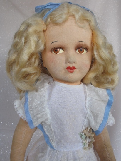 English Dean's Ragbook 1930s "Arline" character girl felt cloth doll 18" (4