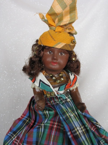 French S.F.B.J. brown composition child 8" (20cm) c1920s. Inserted brown gl
