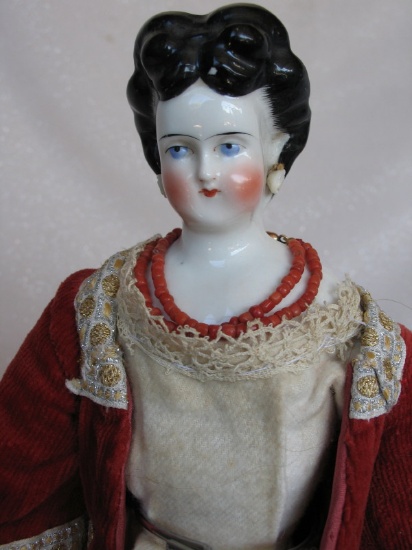 German Chinahead 13" (33cm) shoulder head. Brush stroked temples, black up