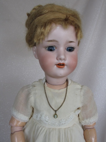 Bisque Armand Marseille 390 dolly face 22" (56cm). Blue glass fixed eyes, a
