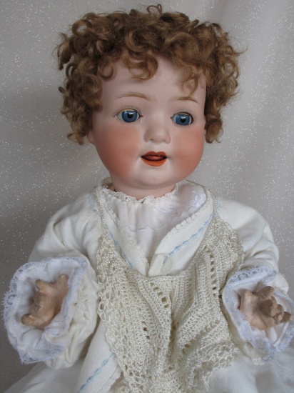 Bisque Ernst Heubach/ Koppelsdorf 300 baby 16" (41cm). Cobalt glass sleep e