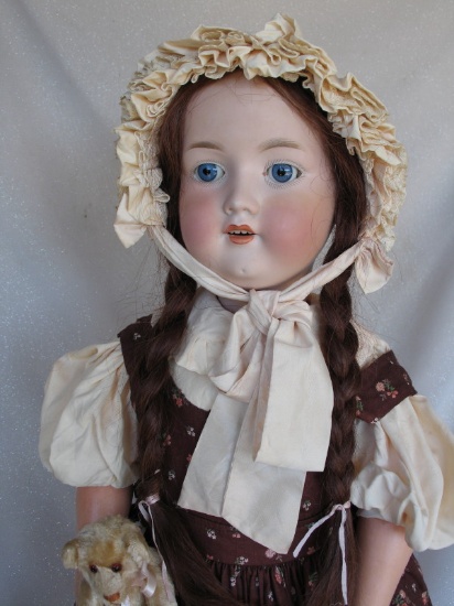 Restored Armand Marseille 390 bisque 29" (74cm). Multiple hairlines have be