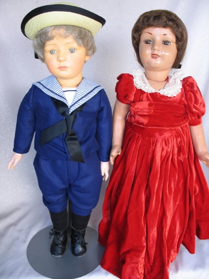 Two 61cm dolls:- Italian 1940s - 50s composition walker, brown s/eyes, one
