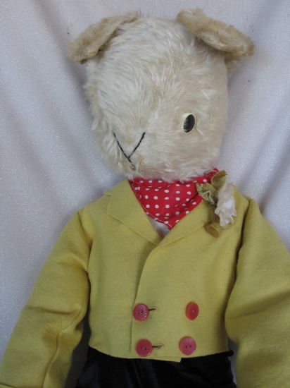 Character Joy Toys Rabbit 40" (102cm) 1950s with embroidered green tag. Whi