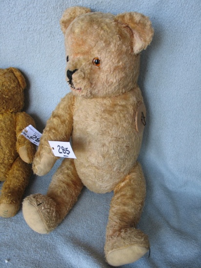 Three 50s Bears:- English faded pink cotton plush 20" (51cm), missing one a