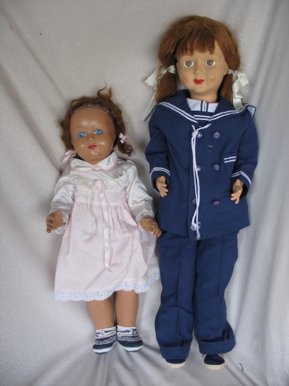 Two Vintage Dolls:- Australian Joanne walker 79cm painted thin hard plastic