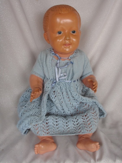 Four vintage dolls:- Japn Celluloid baby shelf sitter 22" (56cm) with paint