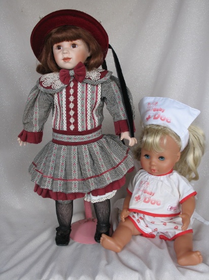 Two Dolls:- Zapf Baby Doc 38cm AND Megan Franklin Mint Coca-Cola 1995 porce