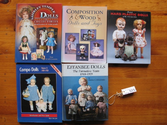 Five reference books. H/Plastics dolls/Baird, Effanbee/Schoonmaker, Compo &