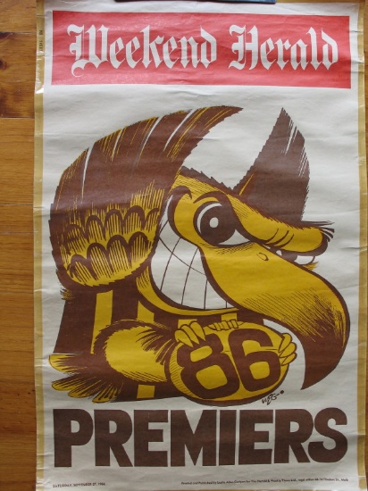 Four Football Weg Premiership Hawthorn posters:- TAB Footybet 1988, Weekend