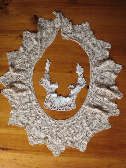 Six Antique lace collars, includes two tattered ladies, French / English, t