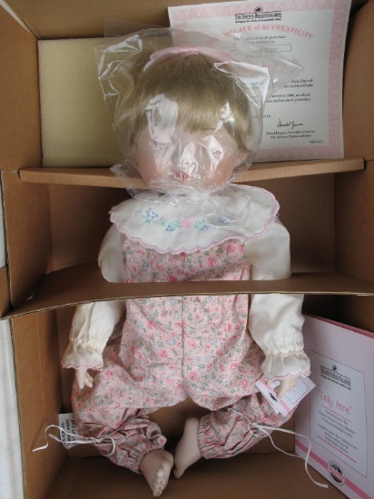 MIB porcelain dolls:- Ashton Drake artist 2000 Emily Anne 36cm with baby wa