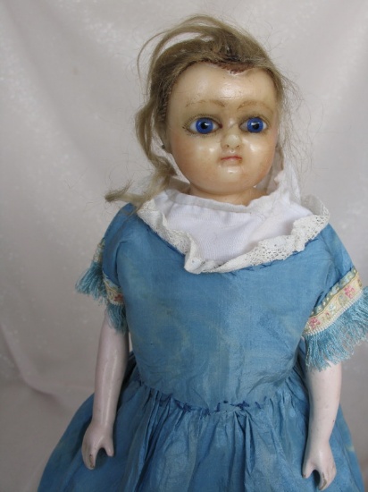 German Poured Wax over c1860-80s child 14.5" (37cm). Wax over papier mache