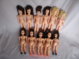 Mixed 1950s-70s dolls x 58:- 11X Aust. naked 1950s Hutchens Bros HP 17cm, 4