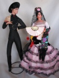 Ten plastic 1970s Marin Chiclana dolls:- Mostly Flamenco dancers 40cm-48cm.