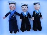 Seven Norah Wellings / Peggy Nisbet Sailors 23cm vintage o/dolls:- Fairstar