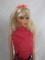 Mattel Barbie 1969 standard 1190 head has blonde hair with bangs, sides pul