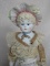 Two antique German cabinet dolls:- Bonnet head 31cm. Molded wide bonnet has