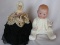 Two dolls:- Armand Marseille 351 Baby 24cm cabinet size, blue glass sleep e