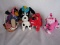 Six vintage Dakin Dream Pets. PLUS Seven porcelain dolls to 43cm includes r