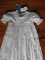 Antique white wear Christening gown 98cm. Embroidered bodice and 15cm wide