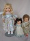 Three HP 1950s dolls. Pedigree 1958 walker 31cm, applied blonde mohair plai