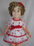 Ideal Shirley Temple 1974 41cm in all original tagged red coin dot dress,