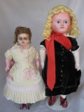 Two Antique Wax dolls:- German 35cm 1880s reinforced poured wax child with