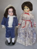 Two A/F antique dolls:- Sonneberg painted Papier Mache 1900s 41cm with head