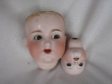 Antique German Bisque doll heads:- Edmund Edelmann Melitta size 3 measures