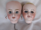 Seven Antique Bisque Doll heads:- French SFBJ 60 size O measures 9cm with s