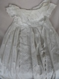 Antique white wear Christening gown 99cm. Broderie anglaise inserted yoke a