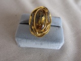 Ladies dress ring 14K yellow Gold, stamped 14K. Citrine brownish-yellow 12.