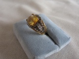 Ladies dress ring 10K yellow Gold, stamped 10K. Citrine brownish-yellow 4.9