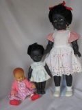 Three Vintage Pedigree 60s dolls:- Black vinyl girl 53cm, sleep eyes, black