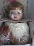 Two boxed Hamilton porcelain artist all original dolls. Amelia 48cm NRFB, g