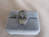 Ladies dress ring 10K white Gold, stamped 10K. Prasiolite light green 7.63c