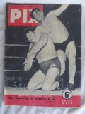 Nine vintage magazines:- Three 1948 Pix with rare Wrestling and a boxing Ha