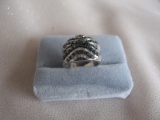 Ladies dress ring Sterling Silver Diamond Ring, stamped 925. Forty-two roun