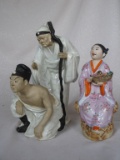 Vintage Chinese Pottery Figures:- Boy and wise Mother 32cm, glazed white cl