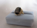 Ladies dress ring 10K yellow Gold, stamped 10K. Smoky brown Quartz 11.58ct