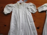 Two antique white baby wear:- Christening gown 84cm cotton, embroidered ins