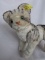 Scarce Steiff 'Running Suzi' Cat 1950s white mohair with sprayed black stri
