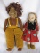 Two all original Norah Wellings Cloth Dolls. Islander 1930s, 43cm brown vel