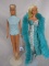 Two Sun Set Malibu Barbie's 1970. Original aqua swimsuit, lavender glasses,