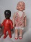 Four vintage cabinet dolls:- Two Japan All-bisque 1930s, jointed arms, orig