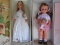 Four boxed dolls. Vinyl Bella French bride 56cm. Sebino 53cm cw musical chi