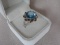 Ladies 10K White Gold Topaz & Diamond dress ring, stamped 10K. Swiss Blue T